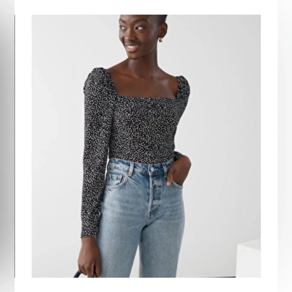 & OTHER STORIES Puff Sleeve Polka Dot Top Size 4